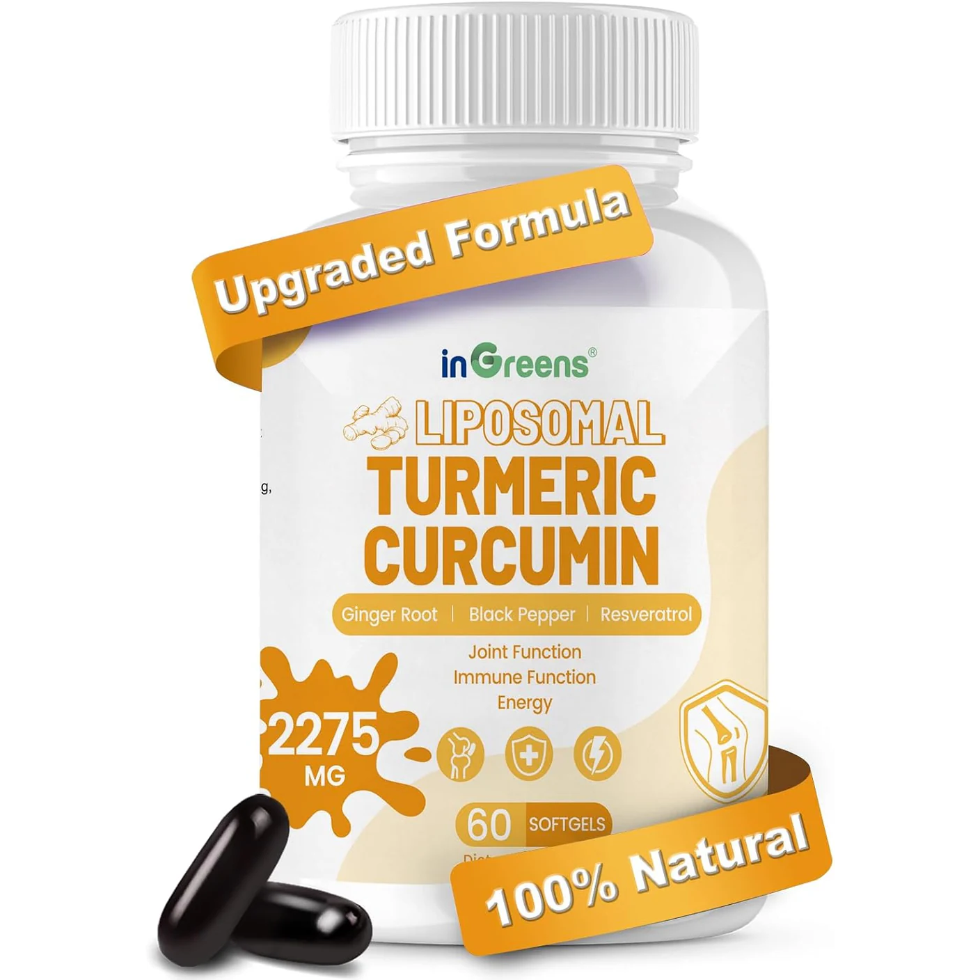Turmeric Supplement 2275mg, 95% Curcumin, Liposomal Curcumin for Best Absorption, Curcumin Supplement for Joint Support