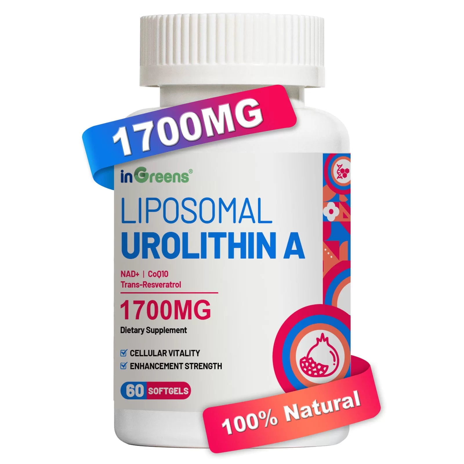 Premium Urolithin A Complex – 1700mg with NAD+, CoQ10 & Trans-Resveratrol | 60 Softgels for Healthy Aging, Muscle Energy & Antioxidant Support